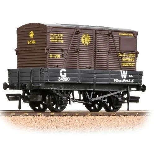 Bachmann 37-936 3 Plank Wagon GWR Grey With BD GWR Brown Container 3 Bachmann 37-936 3 Plank Wagon GWR Grey With BD GWR Brown Container