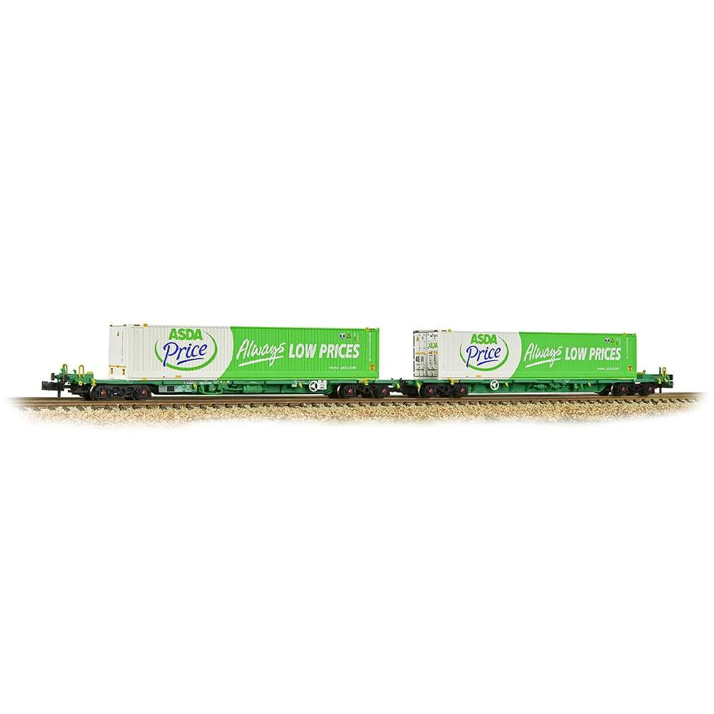 Graham Farish 377-368 FIA Intermodal Bogie Wagons With ‘ASDA’ 45ft Containers
