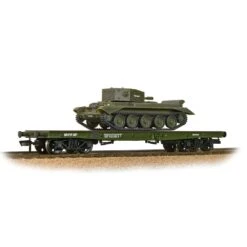 Bachmann 38-725 WD 50T ‘Warflat’ Bogie Wagon WD Khaki Grn Cromwell MK4 Tank