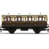Hornby R40111 GWR 1st Class 4 Door 4 Wheel Gas Lamps + Step Boards 143-With Lights Coach, Brown 1 Hornby R40111 GWR 1st Class 4 Door 4 Wheel Gas Lamps + Step Boards 143-With Lights Coach, Brown -Model Train Store R40111 1