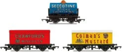 Hornby R6990 ‘Retro’ Wagons, Three Pack, Crawfords Biscuits, Seccotine Tanker, Colman’s Mustard